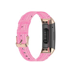For Fitbit Charge 4 / Charge 3 / Charge 3 SE Stainless Steel Head Grain Nylon Denim Replacement Strap Watchband