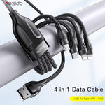 YESIDO CA111 1.2米 4A USB 轉雙 Type-C + 雙 8 Pin 充電線，CA111