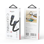 YESIDO CA107 1.2米 2.4A USB-C / Type-C 轉 8 Pin OD0.6 充電數據線，CA107