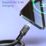 YESIDO CA107 1.2米 2.4A USB-C / Type-C 轉 8 Pin OD0.6 充電數據線，CA107