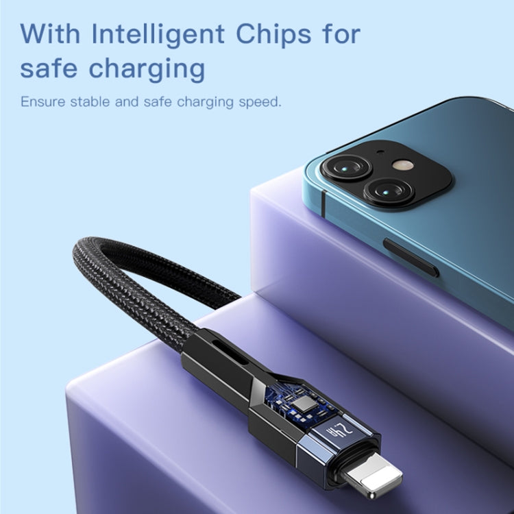 YESIDO CA107 1.2米 2.4A USB-C / Type-C 轉 8 Pin OD0.6 充電數據線，CA107