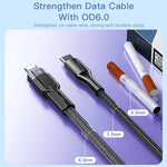 YESIDO CA107 1.2米 2.4A USB-C / Type-C 轉 8 Pin OD0.6 充電數據線，CA107