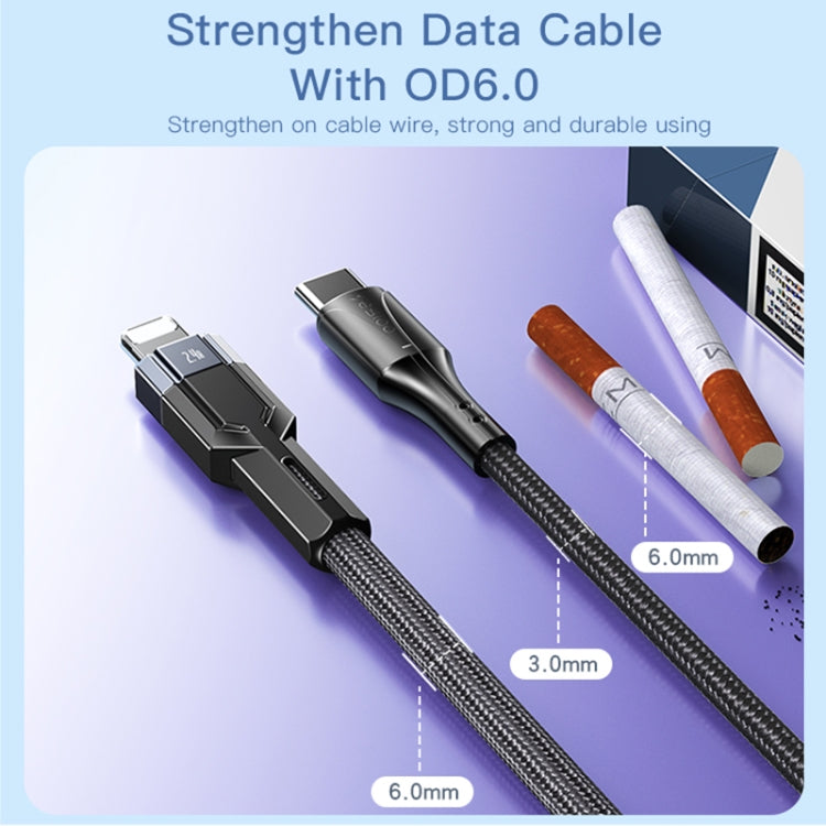 YESIDO CA107 1.2米 2.4A USB-C / Type-C 轉 8 Pin OD0.6 充電數據線，CA107