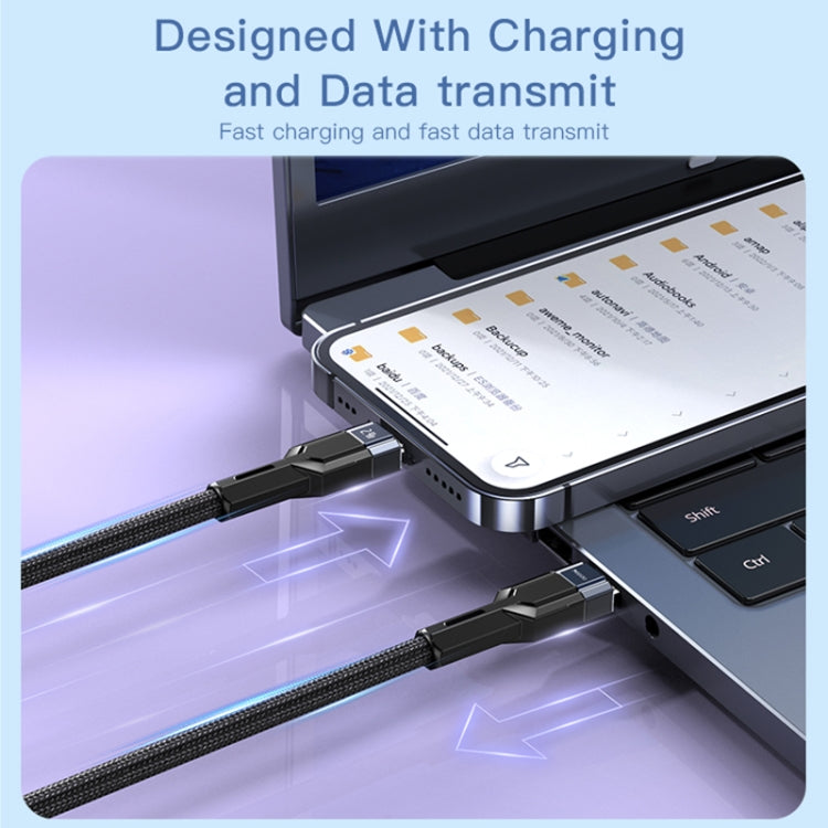 YESIDO CA107 1.2米 2.4A USB-C / Type-C 轉 8 Pin OD0.6 充電數據線，CA107