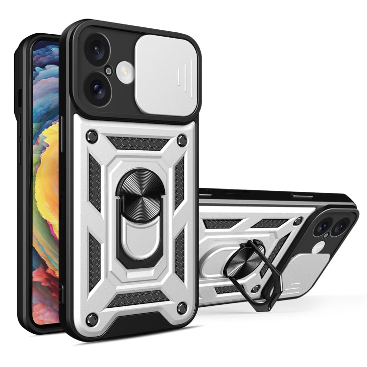 滑動鏡頭蓋設計TPU+PC手機殼，適用於iPhone 16 Pro，iPhone 16 Plus，iPhone 16，iPhone 15 Pro