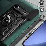 滑動鏡頭蓋設計TPU+PC手機殼，適用於iPhone 16 Pro，iPhone 16 Plus，iPhone 16，iPhone 15 Pro