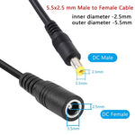 5.5 x 2.5mm 母頭轉公頭直流電源延長線，1米，1.5米，3米，5米，10米