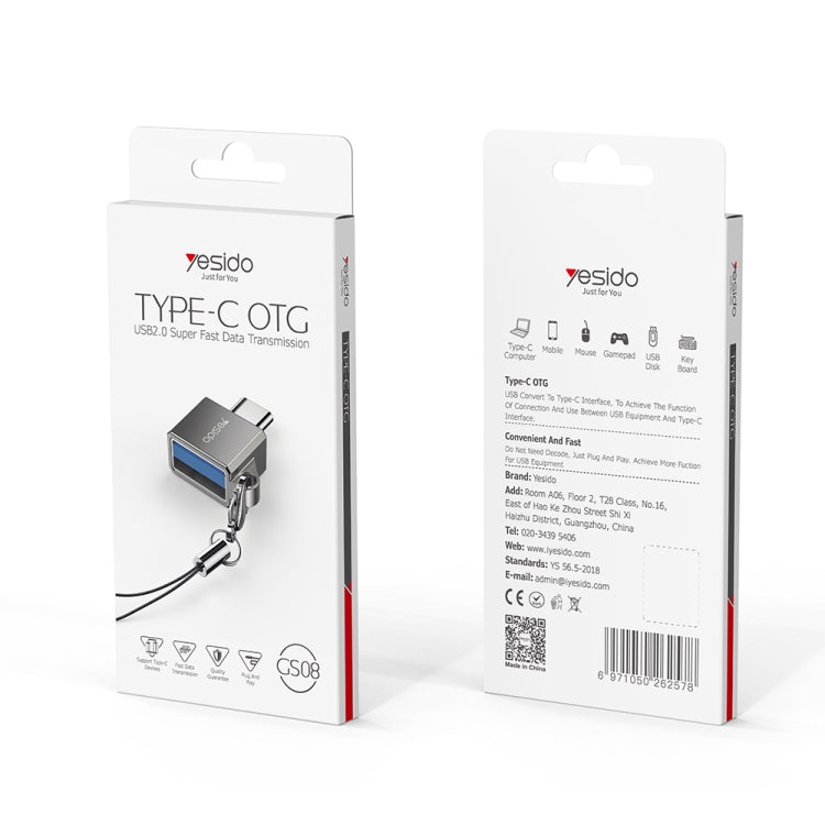 Yesido GS08 Type-C 轉 USB 3.0 OTG 迷你連接器轉接器，附鑰匙圈