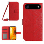Skin Feel Sun Flower Embossed Flip Leather Phone Case with Lanyard, For iPhone Air, For iPhone 16 Pro Max, For iPhone 16 Pro, For iPhone 16 Plus