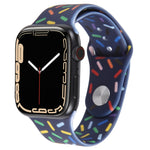 彩虹雨滴矽膠錶帶，適用於Apple Watch SE 2022 44mm，Apple Watch 9 41mm，Apple Watch 7 41mm，Apple Watch 7 45mm