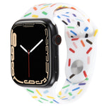 彩虹雨滴矽膠錶帶，適用於Apple Watch SE 2022 44mm，Apple Watch 9 41mm，Apple Watch 7 41mm，Apple Watch 7 45mm