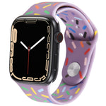 彩虹雨滴矽膠錶帶，適用於Apple Watch SE 2022 44mm，Apple Watch 9 41mm，Apple Watch 7 41mm，Apple Watch 7 45mm