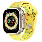 彩虹雨滴矽膠錶帶，適用於Apple Watch 8 45mm，Apple Watch Ultra 2 49mm，Apple Watch SE 2022 40mm，Apple Watch 9 45mm