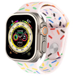 彩虹雨滴矽膠錶帶，適用於Apple Watch SE 2022 44mm，Apple Watch 9 41mm，Apple Watch 7 41mm，Apple Watch 7 45mm