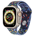 彩虹雨滴矽膠錶帶，適用於Apple Watch SE 2022 44mm，Apple Watch 9 41mm，Apple Watch 7 41mm，Apple Watch 7 45mm