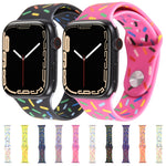 彩虹雨滴矽膠錶帶，適用於Apple Watch 8 45mm，Apple Watch Ultra 2 49mm，Apple Watch SE 2022 40mm，Apple Watch 9 45mm