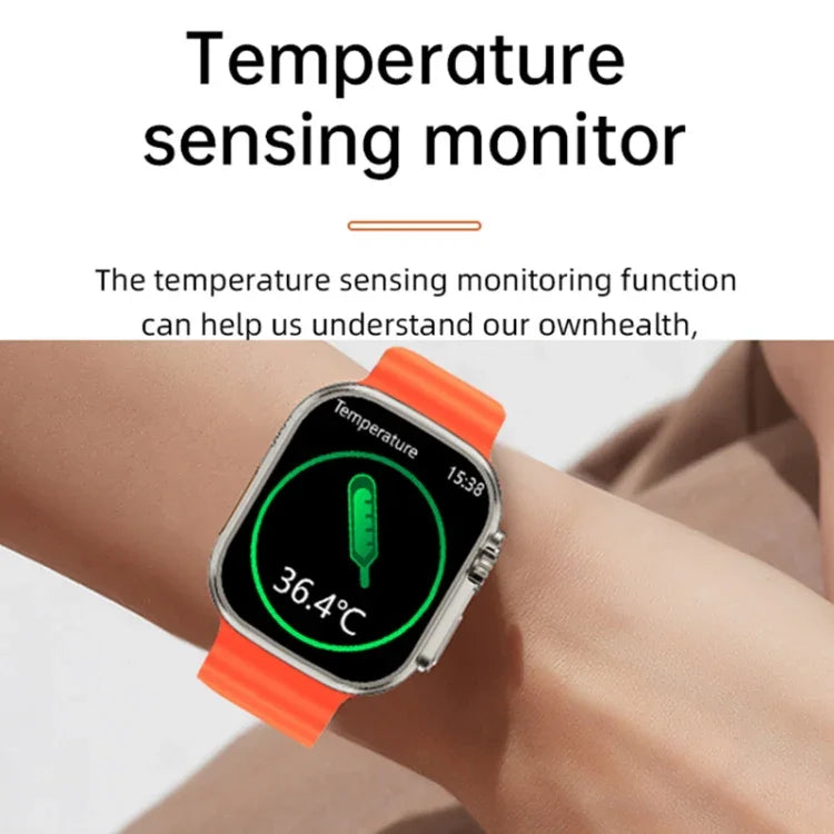 WS-E9 Ultra 2.2 inch IP67 Waterproof Metal Buckle Ocean Silicone Band Smart Watch, Support Heart Rate / NFC, Metal Buckle Ocean Silicone Band (Orange), Metal Buckle Ocean Silicone Band (Blue), Metal Buckle Ocean Silicone Band (Silver)
