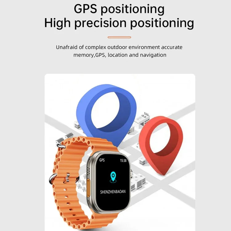 WS-E9 Ultra 2.2 inch IP67 Waterproof Metal Buckle Ocean Silicone Band Smart Watch, Support Heart Rate / NFC, Metal Buckle Ocean Silicone Band (Orange), Metal Buckle Ocean Silicone Band (Blue), Metal Buckle Ocean Silicone Band (Silver)