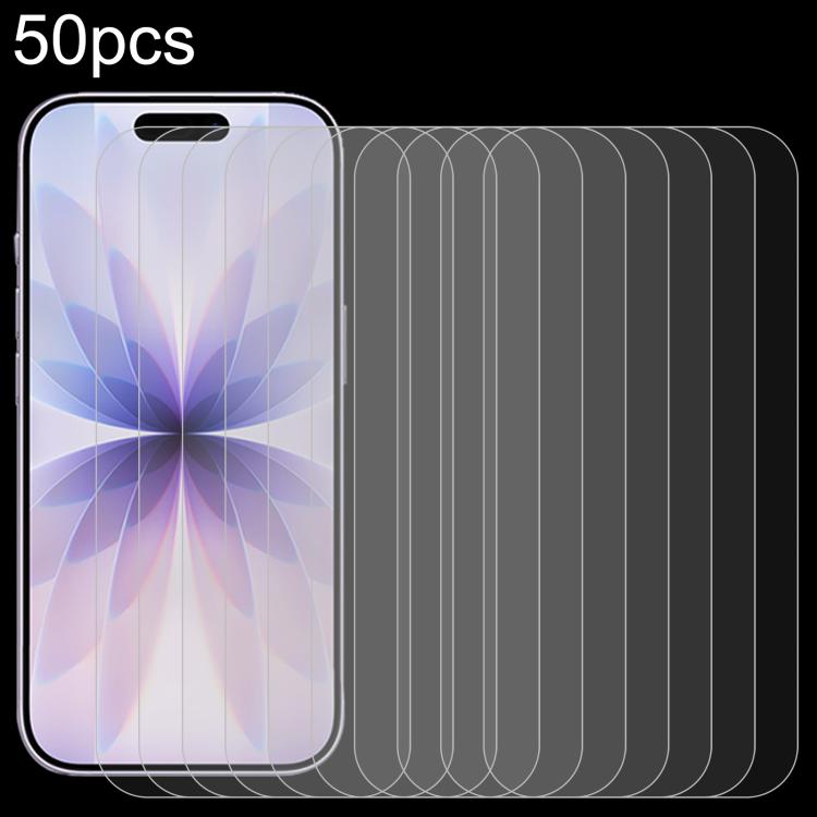 50片 0.26mm 9H 2.5D 高鋁鋼化玻璃膜，適用於 iPhone 17 Pro Max、iPhone 17 Pro / 17、iPhone Air、iPhone 16 Pro Max、iPhone 16 Pro、iPhone 16 Plus、iPhone 16、iPhone 15 Plus / 15 Pro Max、iPhone 15 / 15 Pro