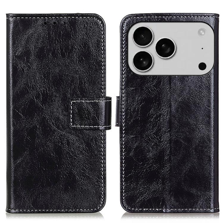 復古瘋馬紋理橫翻皮革手機殼，適用於 iPhone 16e / 17e、iPhone 17 Pro Max、iPhone 17 Pro、iPhone 17、iPhone Air、iPhone 16 Pro Max、iPhone 16 Pro、iPhone 16 Plus、iPhone 16