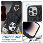 菱形紋理卡包手機殼附長掛繩，適用於 iPhone 14 Pro Max、iPhone 13 Pro Max、iPhone 13 Pro、iPhone 13、iPhone 12 / 12 Pro、iPhone 12 Pro Max