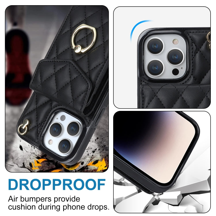 菱形紋理卡包手機殼附長掛繩，適用於 iPhone 14 Pro Max、iPhone 13 Pro Max、iPhone 13 Pro、iPhone 13、iPhone 12 / 12 Pro、iPhone 12 Pro Max