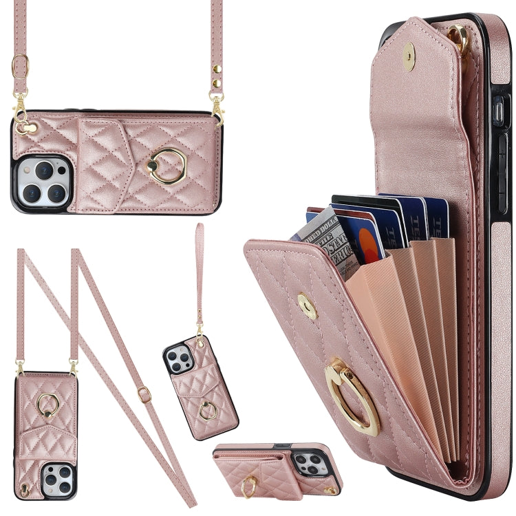菱形紋理卡包手機殼附長掛繩，適用於 iPhone 14 Pro Max、iPhone 13 Pro Max、iPhone 13 Pro、iPhone 13、iPhone 12 / 12 Pro、iPhone 12 Pro Max