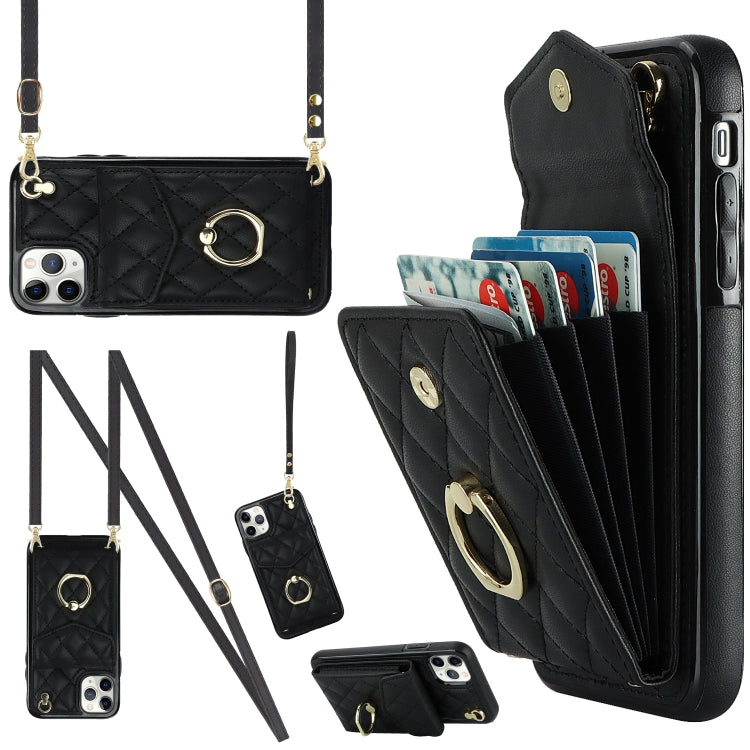 菱形紋理卡包手機殼附長掛繩，適用於 iPhone 11 Pro Max、iPhone 11、iPhone 11 Pro、iPhone XR、iPhone XS Max