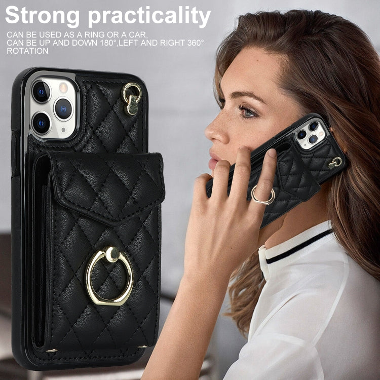 菱形紋理卡包手機殼附長掛繩，適用於 iPhone 11 Pro Max、iPhone 11、iPhone 11 Pro、iPhone XR、iPhone XS Max