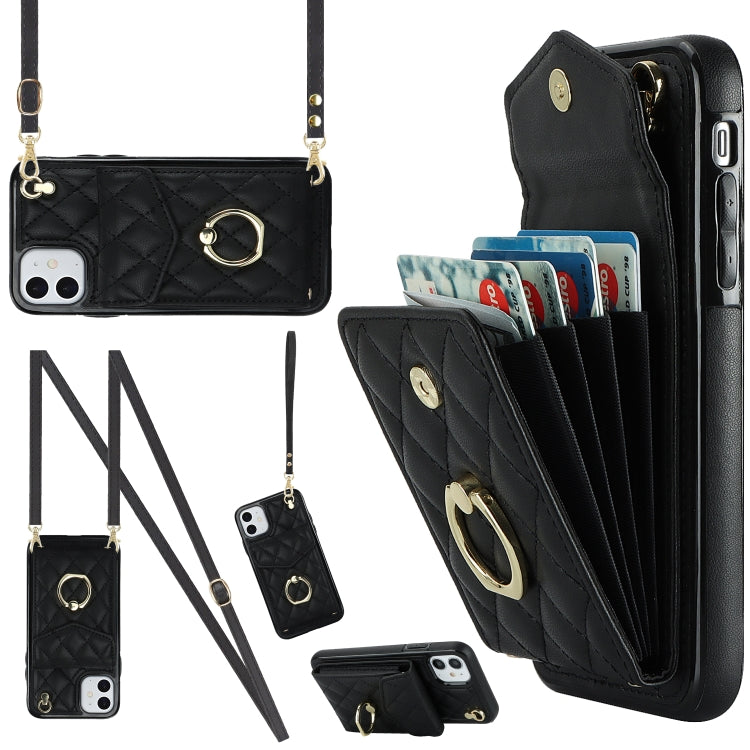 菱形紋理卡包手機殼附長掛繩，適用於 iPhone 11 Pro Max、iPhone 11、iPhone 11 Pro、iPhone XR、iPhone XS Max