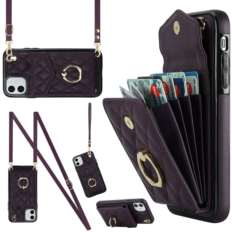 菱形紋理卡包手機殼附長掛繩，適用於 iPhone 11 Pro Max、iPhone 11、iPhone 11 Pro、iPhone XR、iPhone XS Max