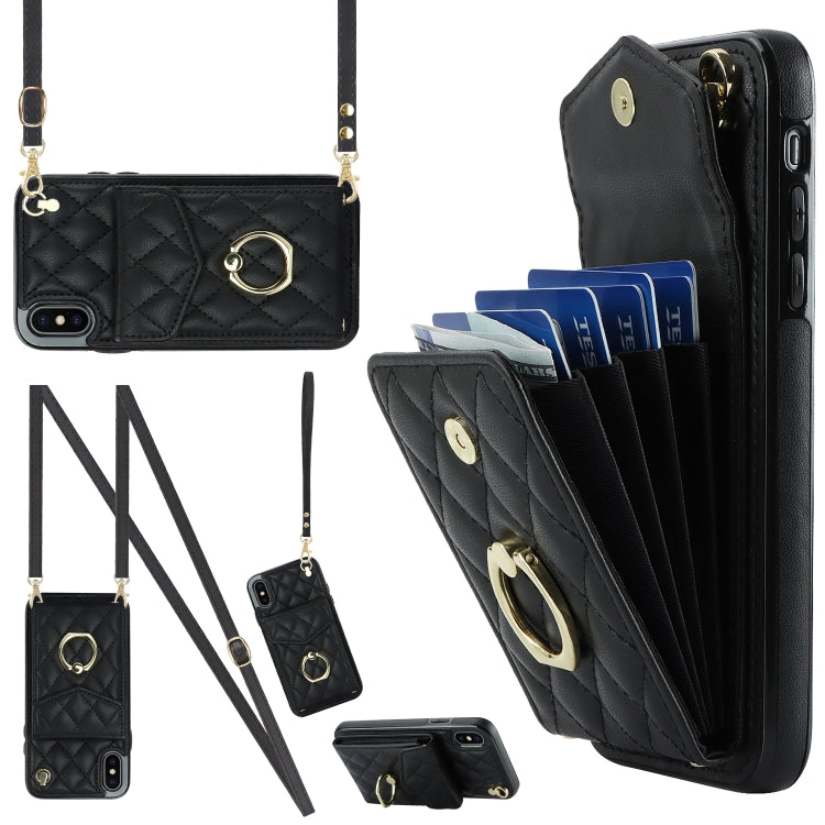 菱形紋理卡包手機殼附長掛繩，適用於 iPhone 11 Pro Max、iPhone 11、iPhone 11 Pro、iPhone XR、iPhone XS Max