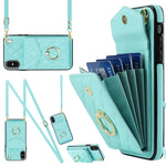 菱形紋理卡包手機殼附長掛繩，適用於 iPhone 11 Pro Max、iPhone 11、iPhone 11 Pro、iPhone XR、iPhone XS Max