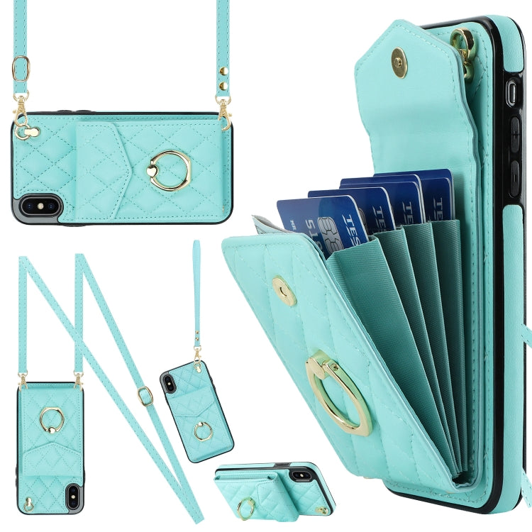 菱形紋理卡包手機殼附長掛繩，適用於 iPhone 11 Pro Max、iPhone 11、iPhone 11 Pro、iPhone XR、iPhone XS Max