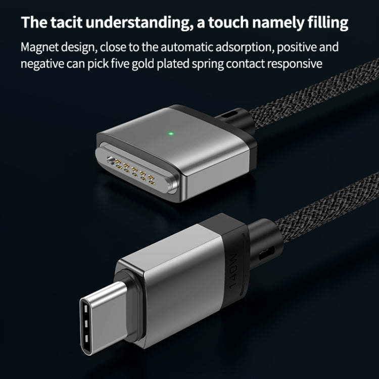 140W Type-C 轉 Magsafe 3 磁吸充電線，銀色，藍色