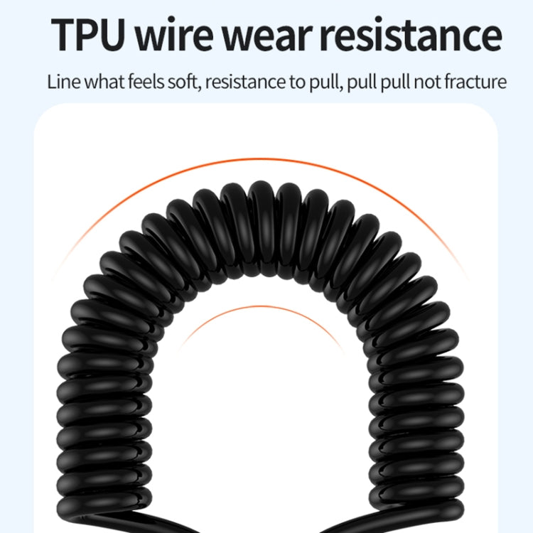 彎頭彈簧充電數據線，長度：1.5m，Type-C 轉 8 Pin，Type-C 轉 8 Pin + Type-C