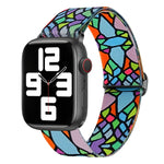 彩繪圖案尼龍替換錶帶，適用於 Apple Watch 4 44mm，適用於 Apple Watch 4 40mm，適用於 Apple Watch 3 38mm，適用於 Apple Watch 3 42mm，適用於 Apple Watch 2 42mm，適用於 Apple Watch 2 38mm