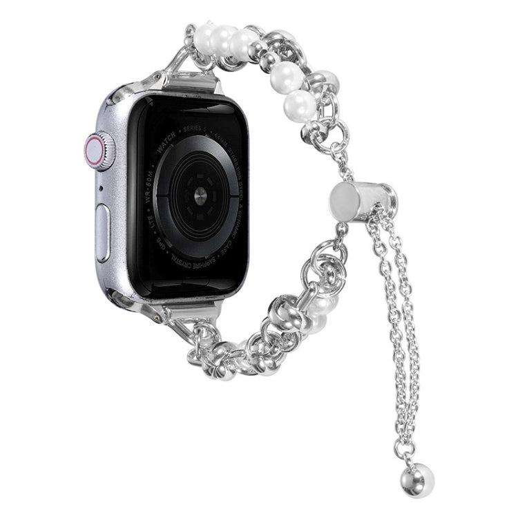 珍珠手鍊金屬錶帶，適用於 Apple Watch SE 2023 44mm，適用於 Apple Watch Ultra 49mm，適用於 Apple Watch 8 41mm，適用於 Apple Watch SE 2023 40mm，適用於 Apple Watch Ultra 2 49mm，適用於 Apple Watch 8 45mm，適用於 Apple Watch SE 2022 40mm