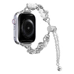 珍珠手鍊金屬錶帶，適用於 Apple Watch SE 2023 44mm，適用於 Apple Watch Ultra 49mm，適用於 Apple Watch 8 41mm，適用於 Apple Watch SE 2023 40mm，適用於 Apple Watch Ultra 2 49mm，適用於 Apple Watch 8 45mm，適用於 Apple Watch SE 2022 40mm