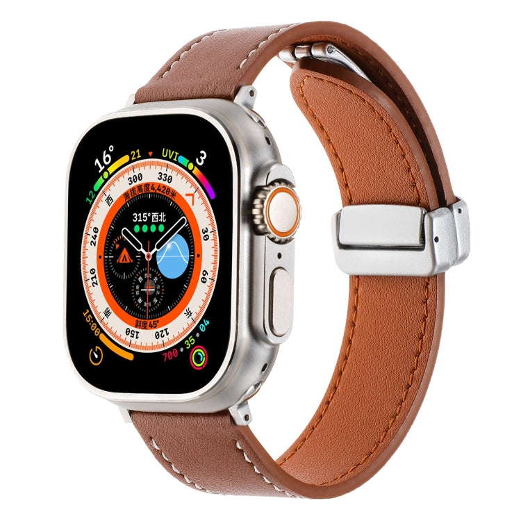 磁吸扣皮膚感皮革錶帶，適用於 Apple Watch SE 2023 44mm，Apple Watch Ultra 49mm，Apple Watch SE 2023 40mm，Apple Watch SE 2022 40mm，Apple Watch Series 9 41mm，Apple Watch SE 2022 44mm