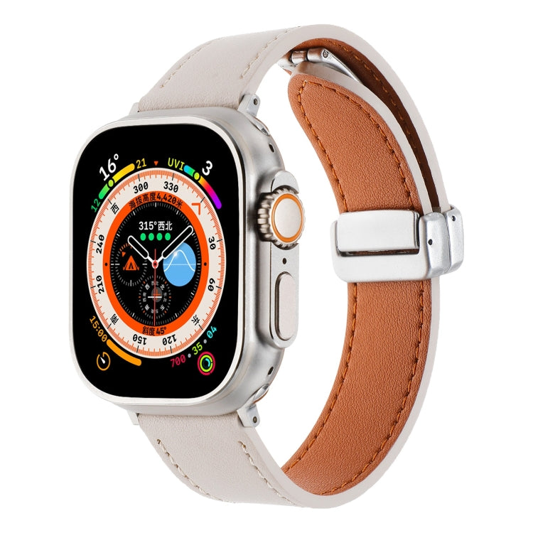 磁吸扣皮膚感皮革錶帶，適用於 Apple Watch SE 2023 44mm，Apple Watch Ultra 49mm，Apple Watch SE 2023 40mm，Apple Watch SE 2022 40mm，Apple Watch Series 9 41mm，Apple Watch SE 2022 44mm