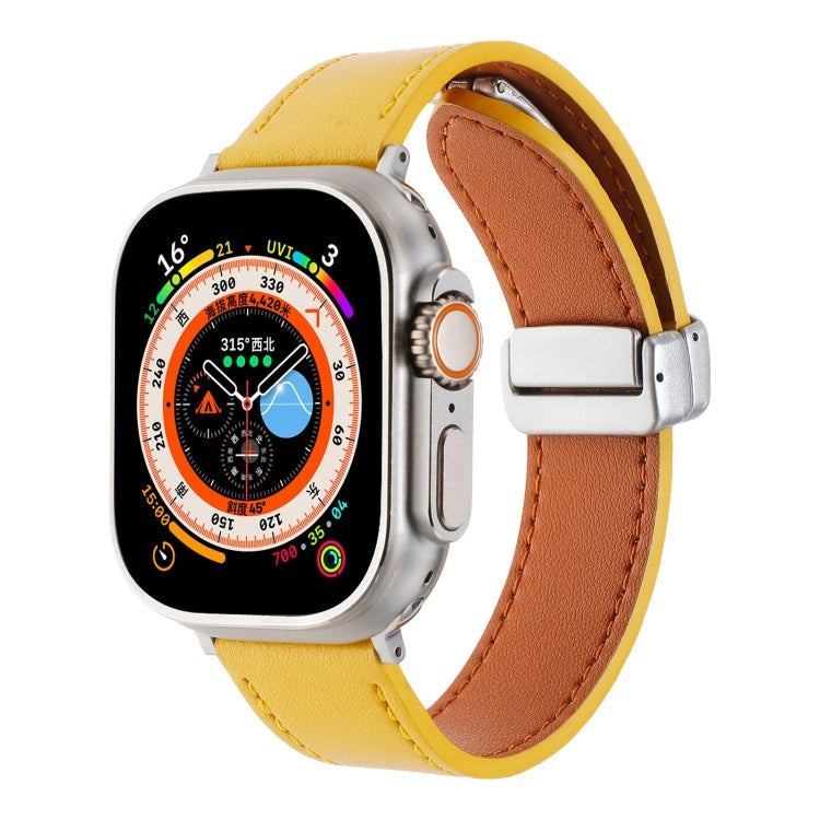 磁吸扣皮膚感皮革錶帶，適用於 Apple Watch SE 2023 44mm，Apple Watch Ultra 49mm，Apple Watch SE 2023 40mm，Apple Watch SE 2022 40mm，Apple Watch Series 9 41mm，Apple Watch SE 2022 44mm