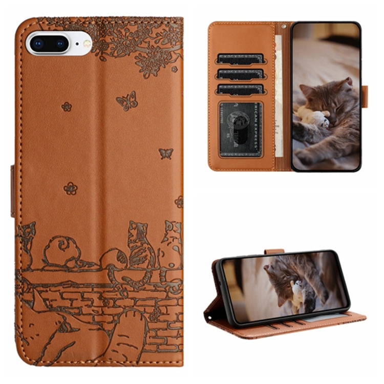 貓咪壓紋皮革手機殼附掛繩，適用於 iPhone 11 Pro，適用於 iPhone XS Max，適用於 iPhone X，適用於 iPhone 7 Plus / 8 Plus