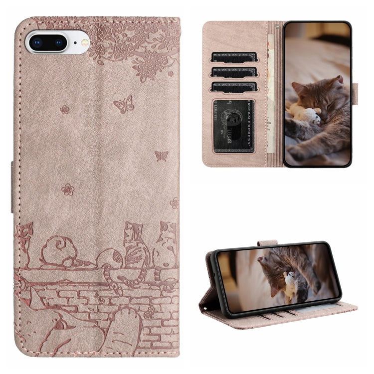 貓咪壓紋皮革手機殼附掛繩，適用於 iPhone 11 Pro，適用於 iPhone XS Max，適用於 iPhone X，適用於 iPhone 7 Plus / 8 Plus