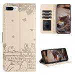 貓咪壓紋皮革手機殼附掛繩，適用於 iPhone 11 Pro，適用於 iPhone XS Max，適用於 iPhone X，適用於 iPhone 7 Plus / 8 Plus