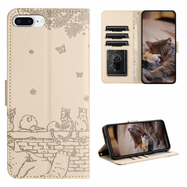 貓咪壓紋皮革手機殼附掛繩，適用於 iPhone 11 Pro，適用於 iPhone XS Max，適用於 iPhone X，適用於 iPhone 7 Plus / 8 Plus