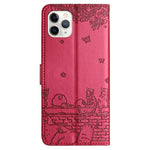 貓咪壓紋皮革手機殼附掛繩，適用於 iPhone 11 Pro，適用於 iPhone XS Max，適用於 iPhone X，適用於 iPhone 7 Plus / 8 Plus