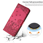 貓咪壓紋皮革手機殼附掛繩，適用於 iPhone 11 Pro，適用於 iPhone XS Max，適用於 iPhone X，適用於 iPhone 7 Plus / 8 Plus