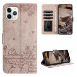 貓咪壓紋皮革手機殼附掛繩，適用於 iPhone 11 Pro，適用於 iPhone XS Max，適用於 iPhone X，適用於 iPhone 7 Plus / 8 Plus
