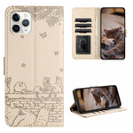貓咪壓紋皮革手機殼附掛繩，適用於 iPhone 11 Pro，適用於 iPhone XS Max，適用於 iPhone X，適用於 iPhone 7 Plus / 8 Plus